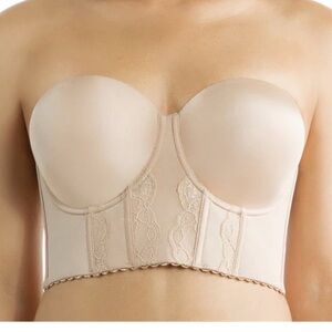 NWT 32DD Parfait Elissa strapless longline bustier underwire bra in a nude